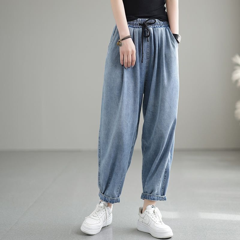 Dame Forår Sommer Ensfarvet Bomulds Jeans