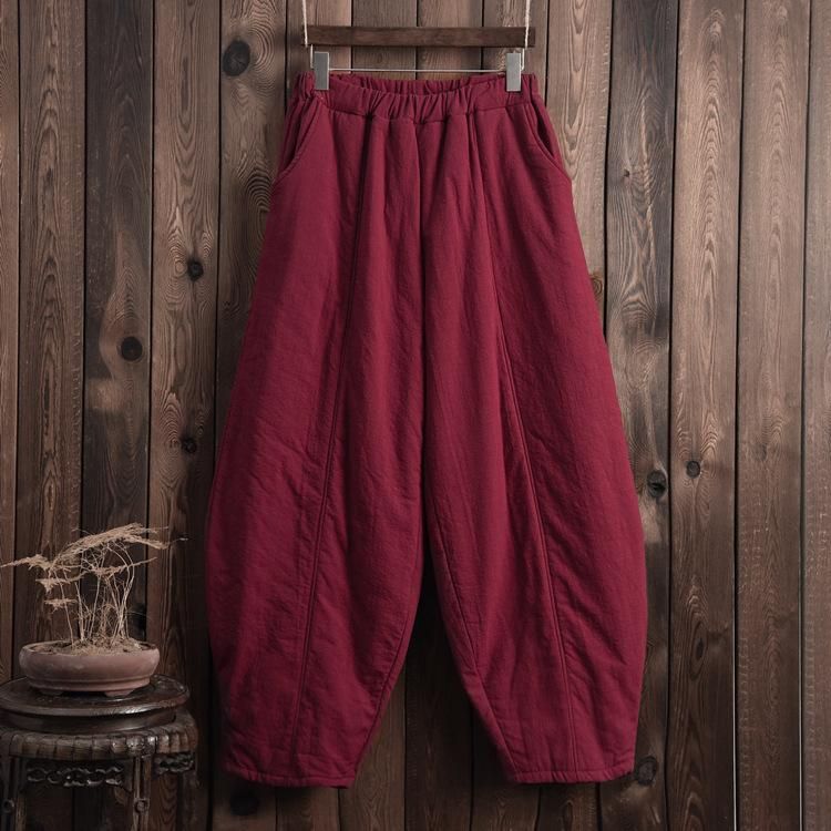 Plus Size Winter Retro Bloomers Bomuldspolstrede Bukser