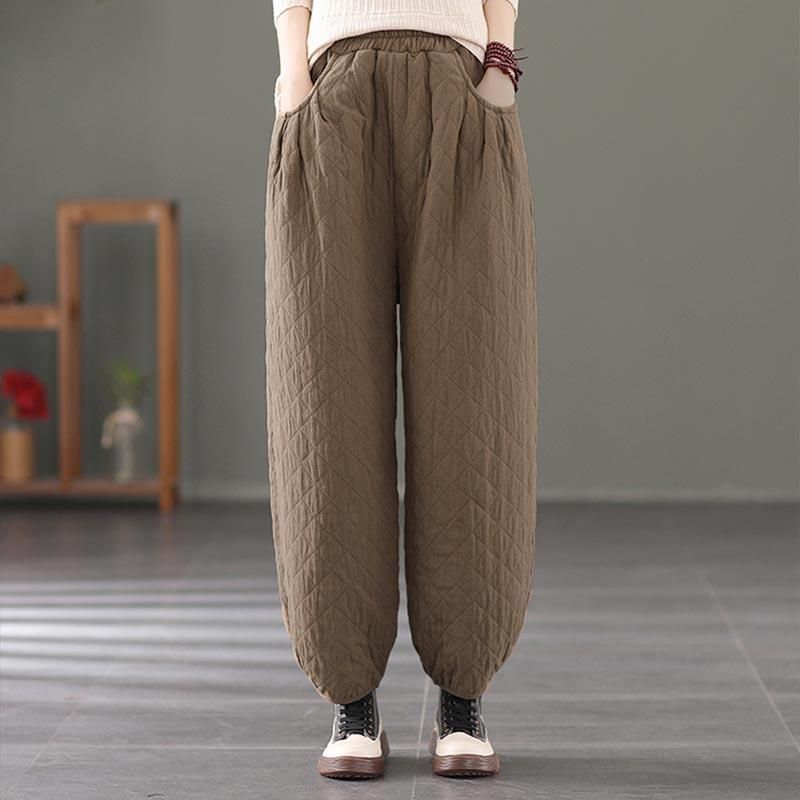 Retro Tykke Bomuld Quiltede Løse Harem Pants Bloomers