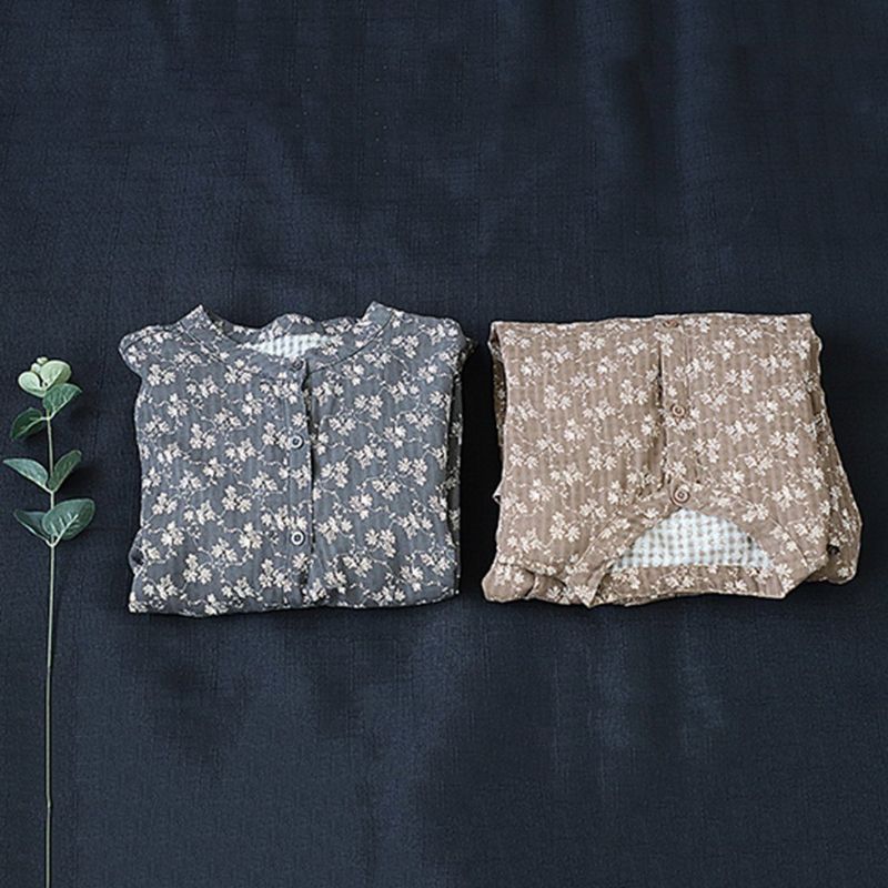 Blomstret Midi Linned Kjole