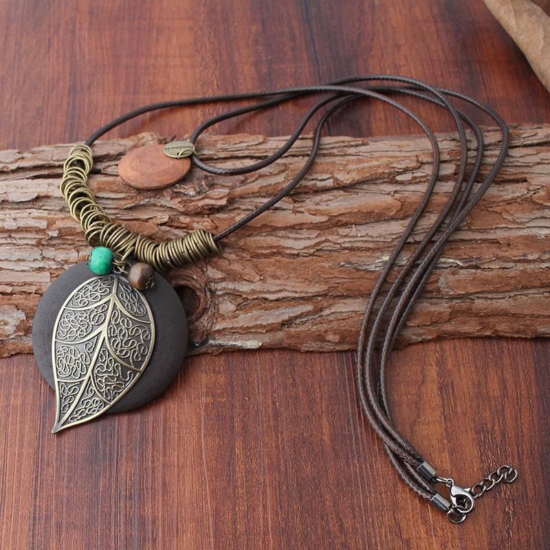 New Vintage Fashion Leaf Pendant Kvinder Halskæde